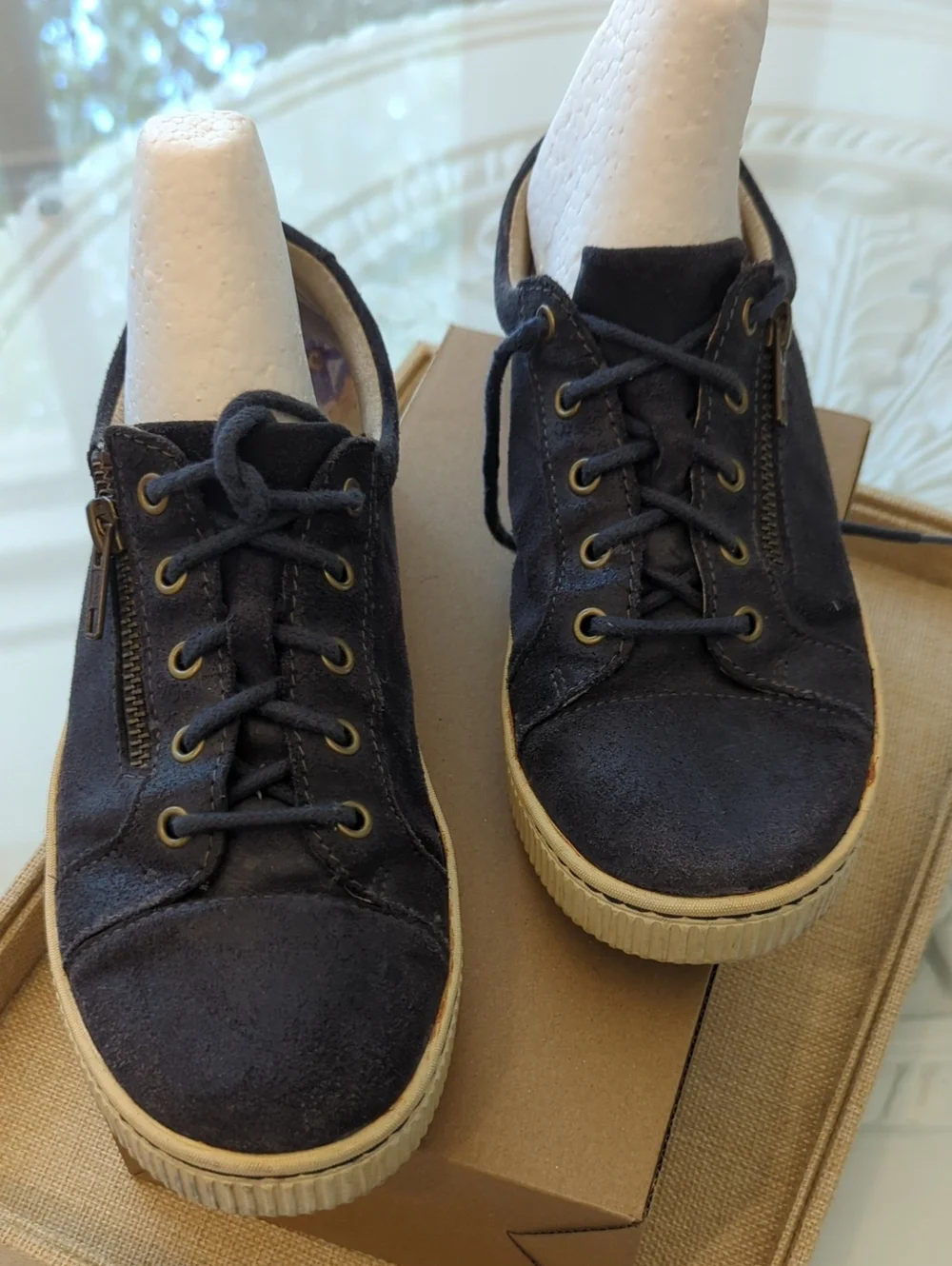 Born Tamara  Blue Canvas Sneakers with Tan Sole 7